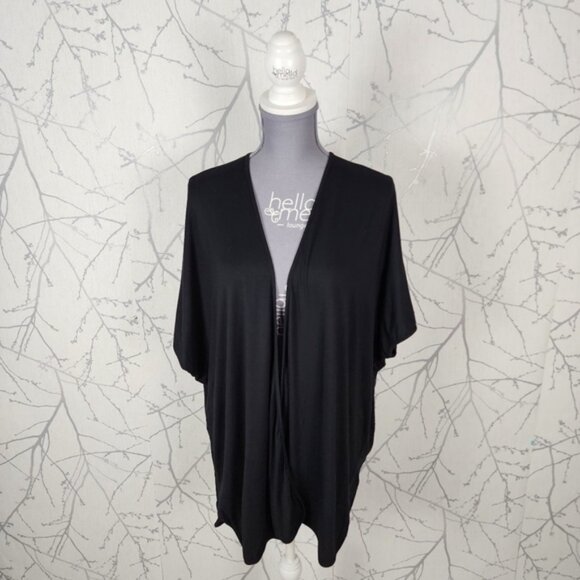 Papillon Black Bamboo Stretch Open Front Batwing Cardigan - Picture 1 of 4